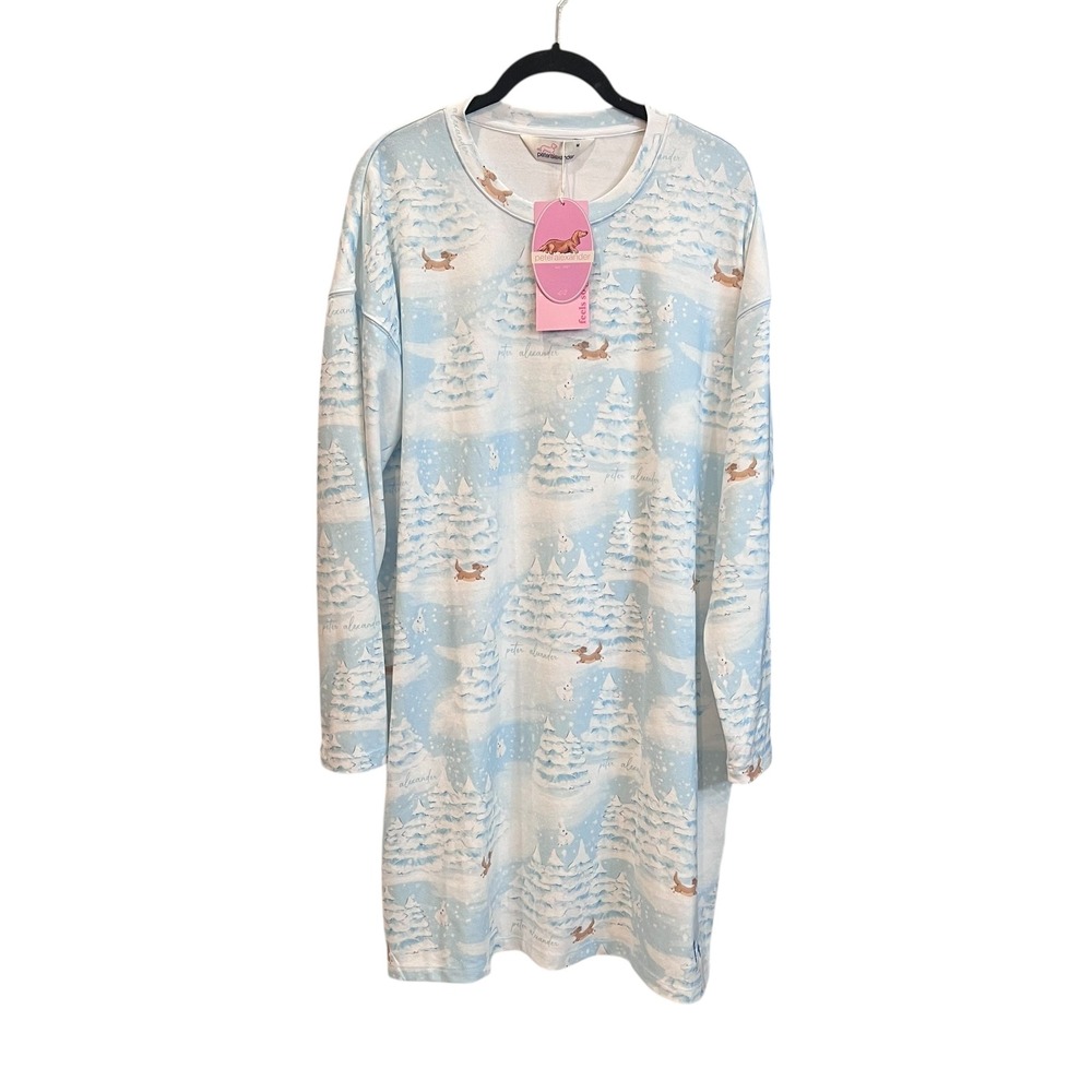 Peter Alexander Long Sleeve‎ Night shirt Winter Wonderland Dog Print Size Medium